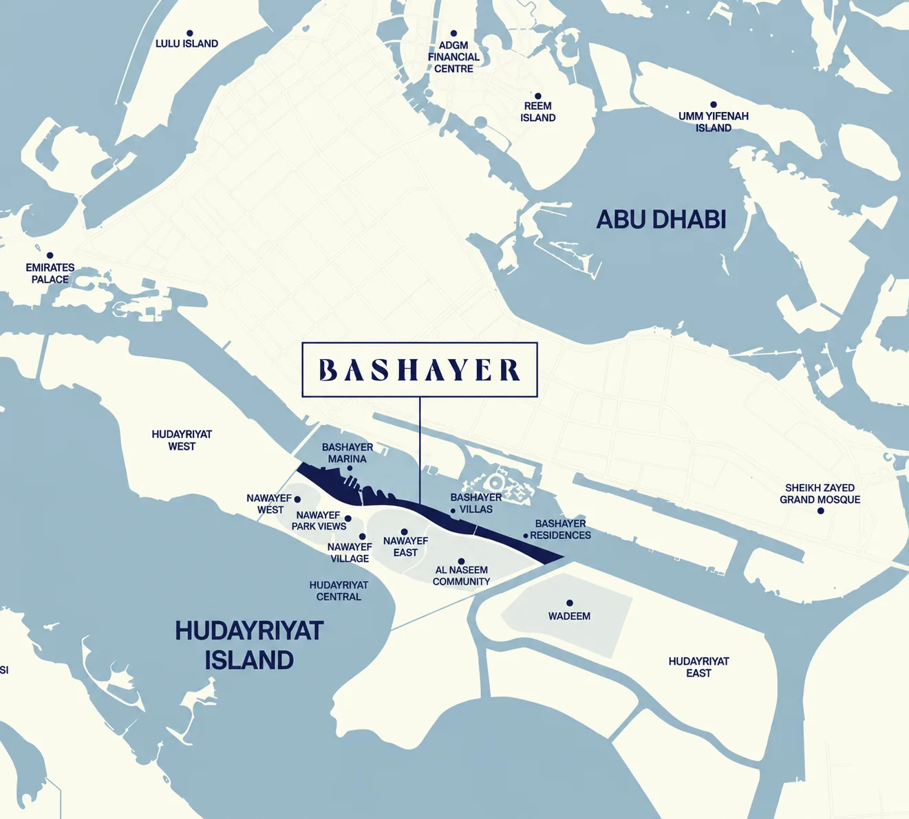 Map positioning Lunaya near Sheikh Zayed Road and major destinations in the Jebel Ali growth corridor